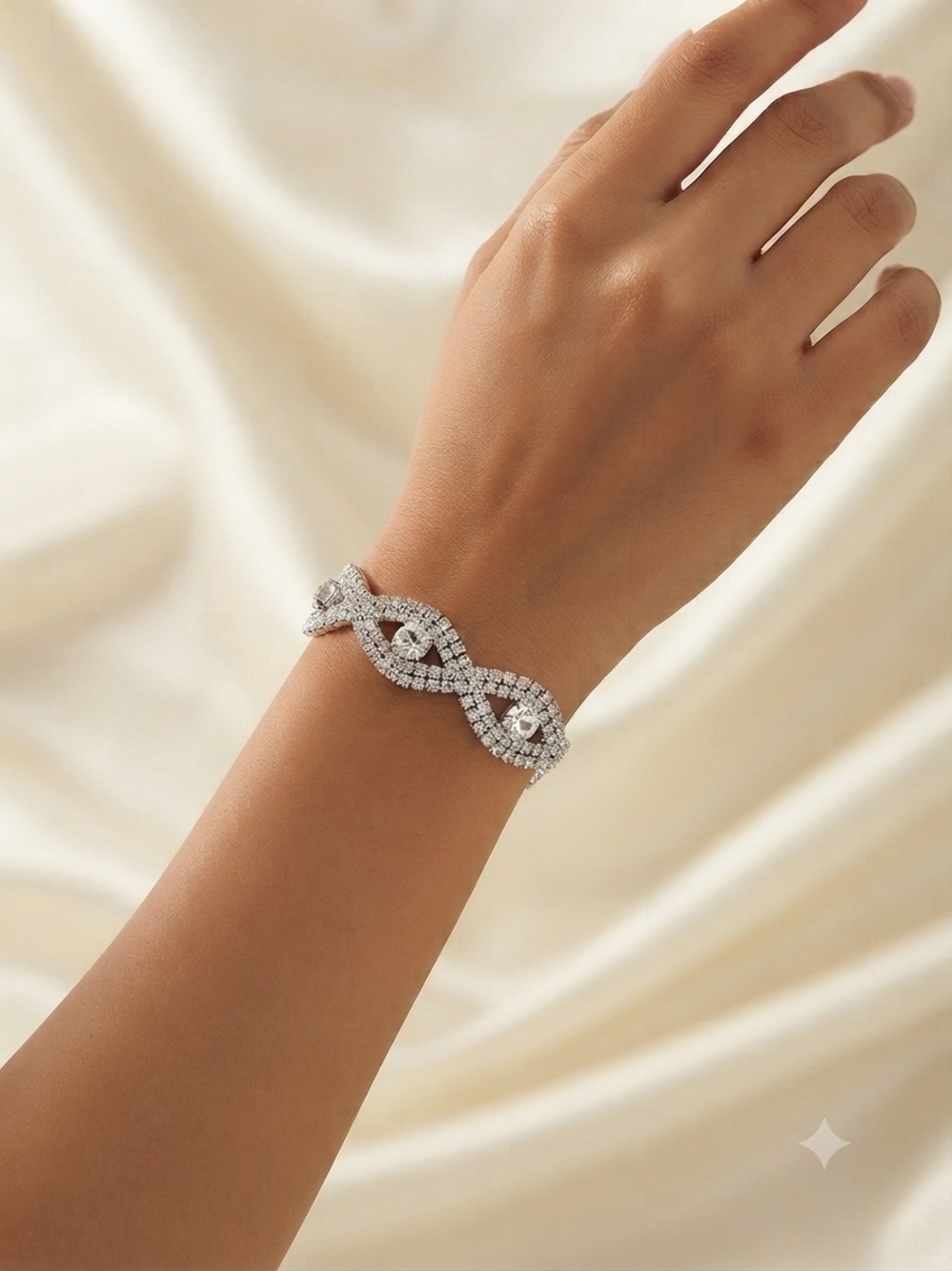 jcpenney Silver Crystal Twisted Link Bracelet